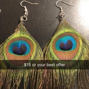 Peacock feather earrings